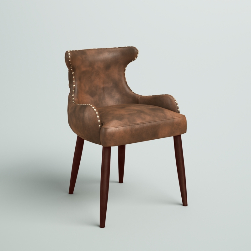 Rustic Faux Leather Accent Chair