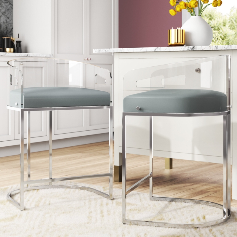 Low-Profile Bar Stools with Acrylic Back