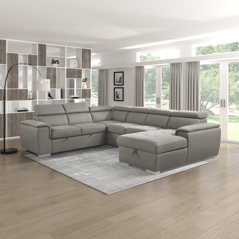 Modern Sectional Sofa with Pull-Out Bed
