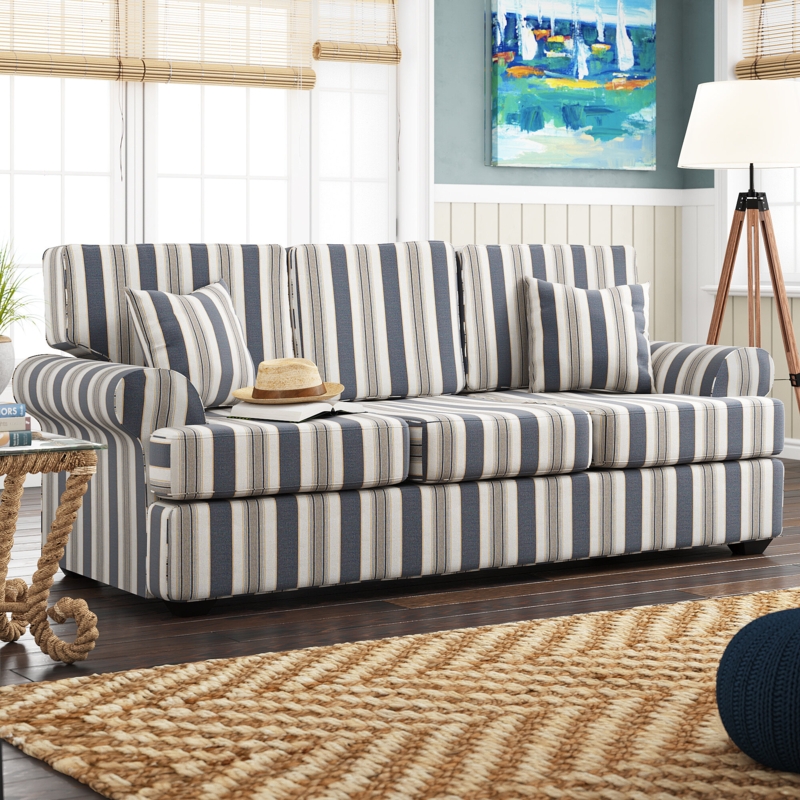 Classic Striped Sofa with Rolled Arms