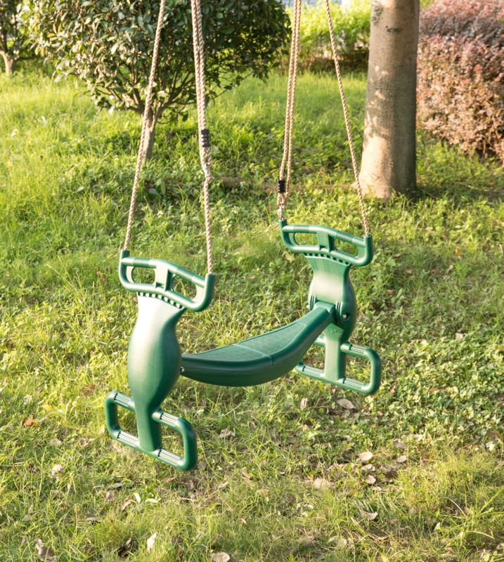Dual Glider Swing with Handlebar and Footrest