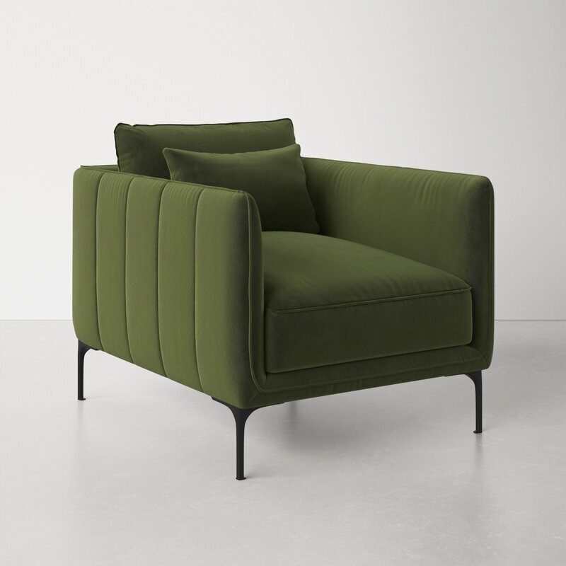 Plush Green Art Deco Accent Chair
