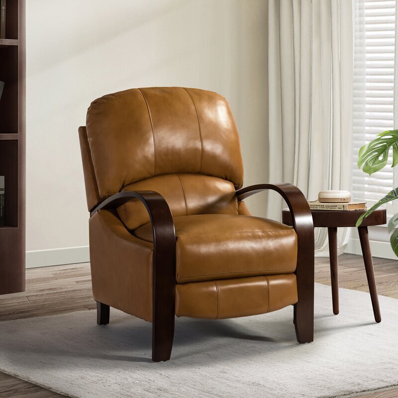 Plush Mission Style Leather Recliner
