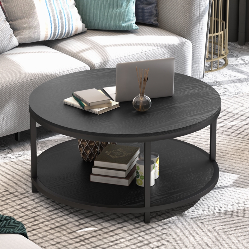 Round Coffee Table with Rustic Charm