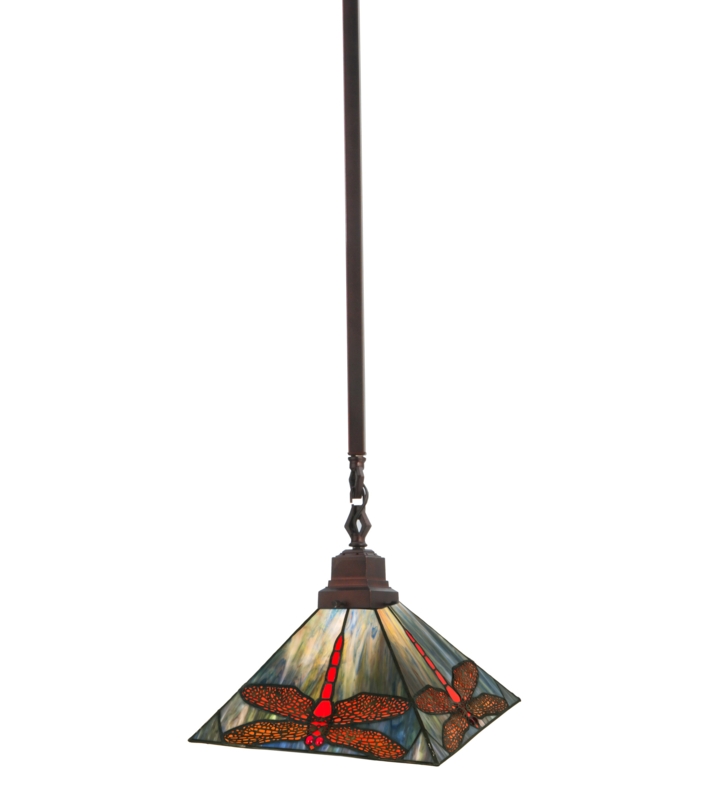 Mission Style Stained Glass Pendant Light