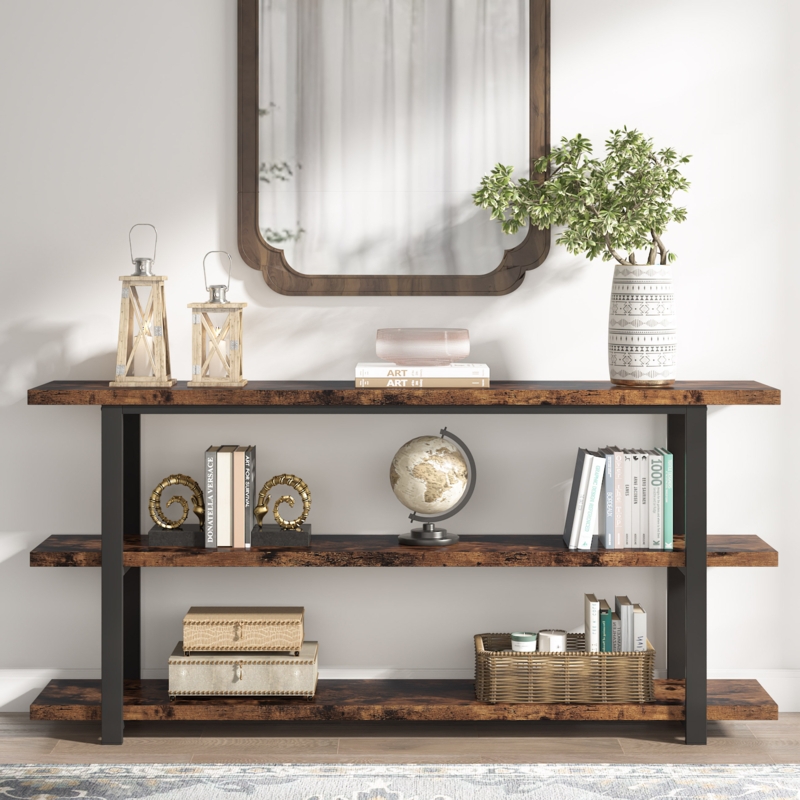 Modern Console Table with 3-Tier Open Storage