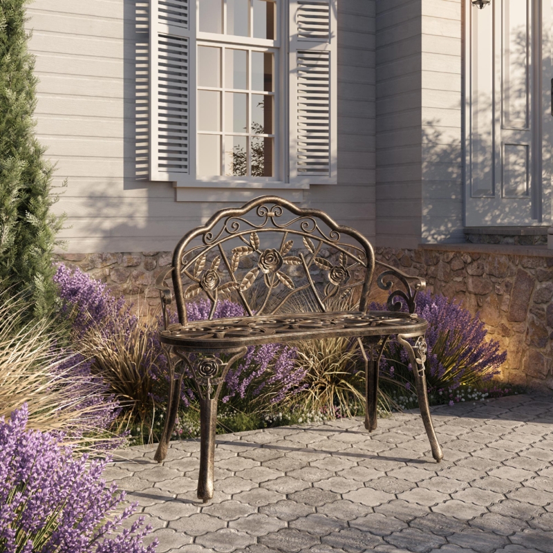 Antique Rose-Style Outdoor Bench