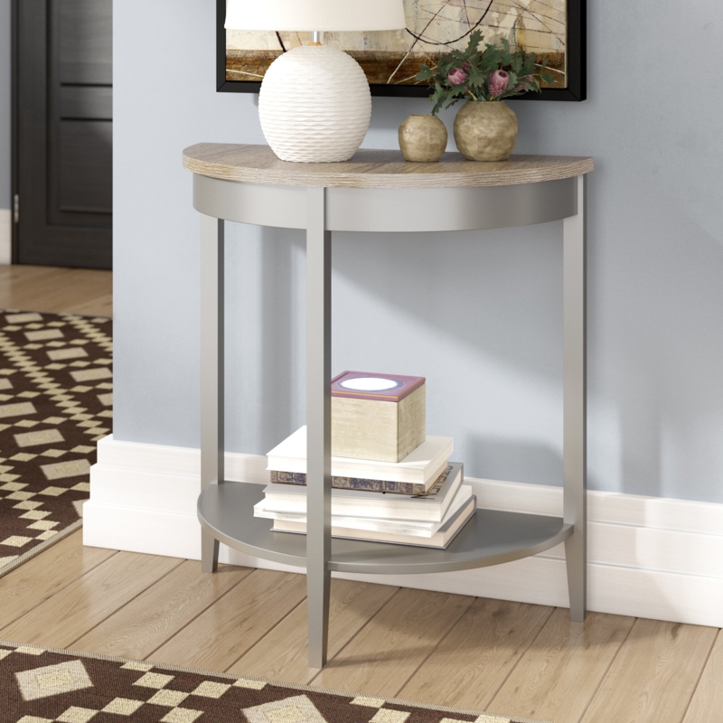 Half-Moon Console Table with Open Shelf