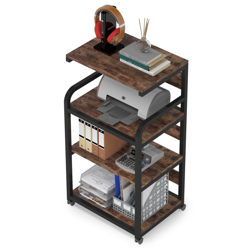 Rolling Printer Cart with 4-Tier Shelves