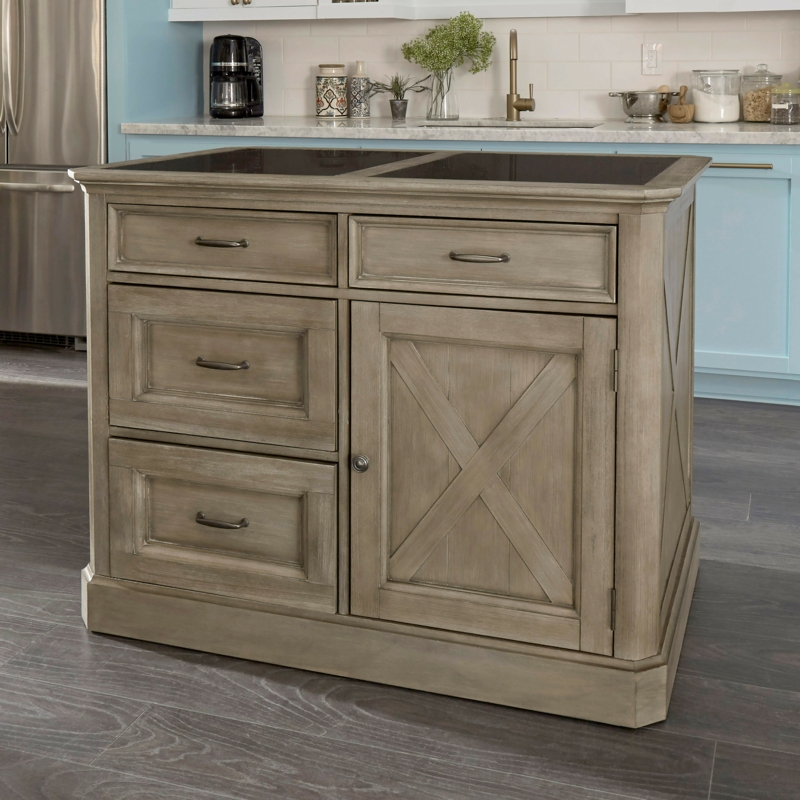 Rustic Casual Kitchen Island with Granite Insets
