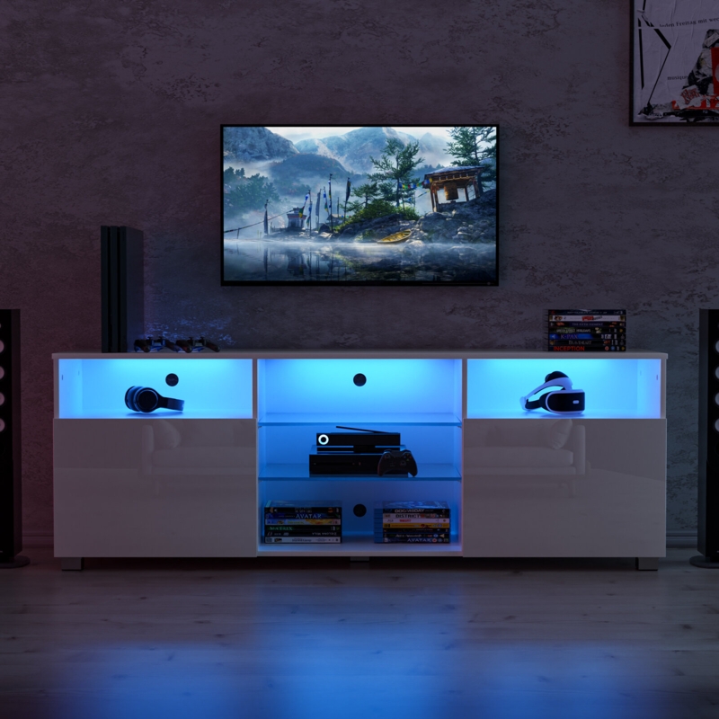Entertainment Center TV Stand with LED Lights