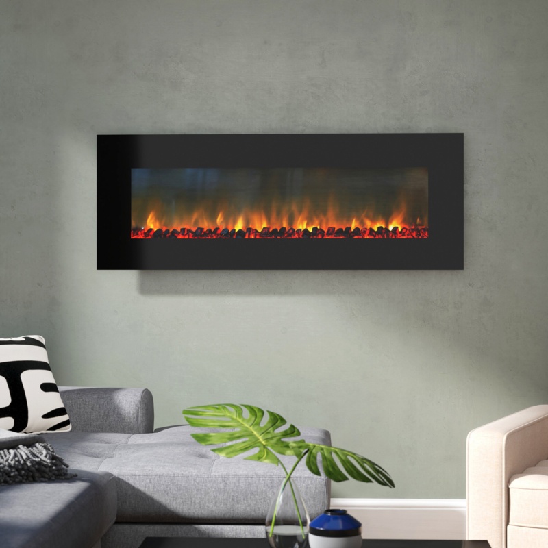 Sleek Electric Fireplace with Multi-Colored Flames