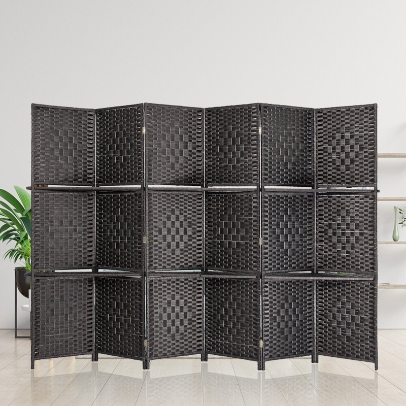 6 Panels Room Divider with Shelves