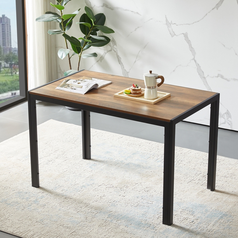 Industrial Dining Table with Walnut Top