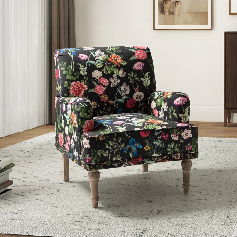 Floral-Design Glam Armchair