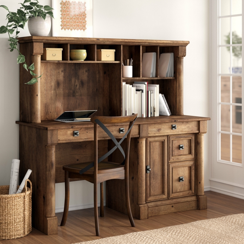 Classic Desk with Ample Storage and Hutch