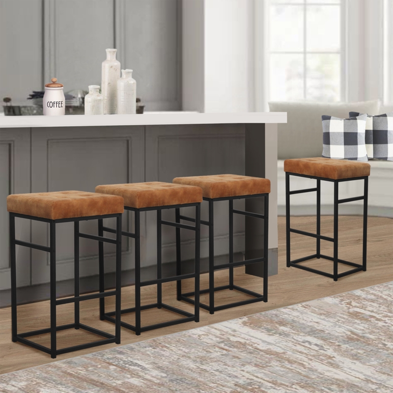 Contemporary Gold Counter Stools Set