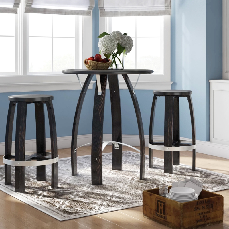 3 Piece Pub Table Set with Industrial Flair