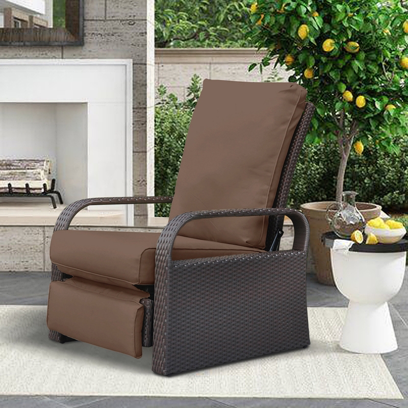Patio Recliner with Curved Armrests and Footrest