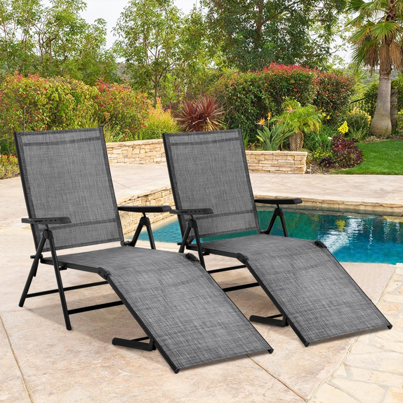 Patio Chaise Lounge Chair with Adjustable Recliner