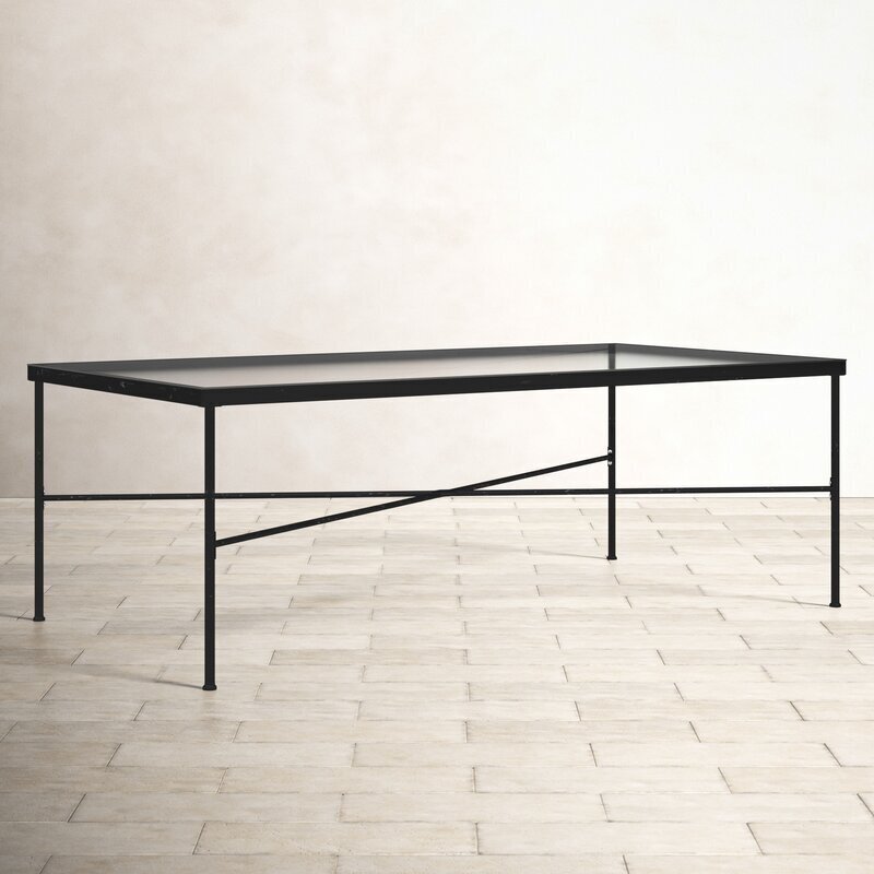 Rectangular Wrought Iron Dining Table With Glass Top