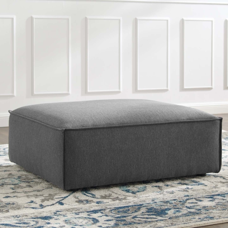 Upholstered Fabric Sectional Sofa Ottoman