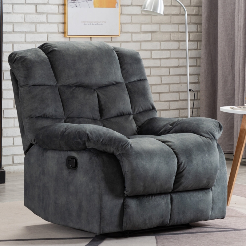 Contemporary Leather Recliner and Ottoman Set