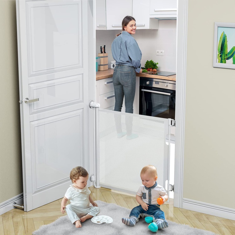 Retractable Punch-Free Install Extra Wide Safety Gate For Kids or Pets Indoor And Outdoor Dog Gates for Doorways, Stairs, Hallways