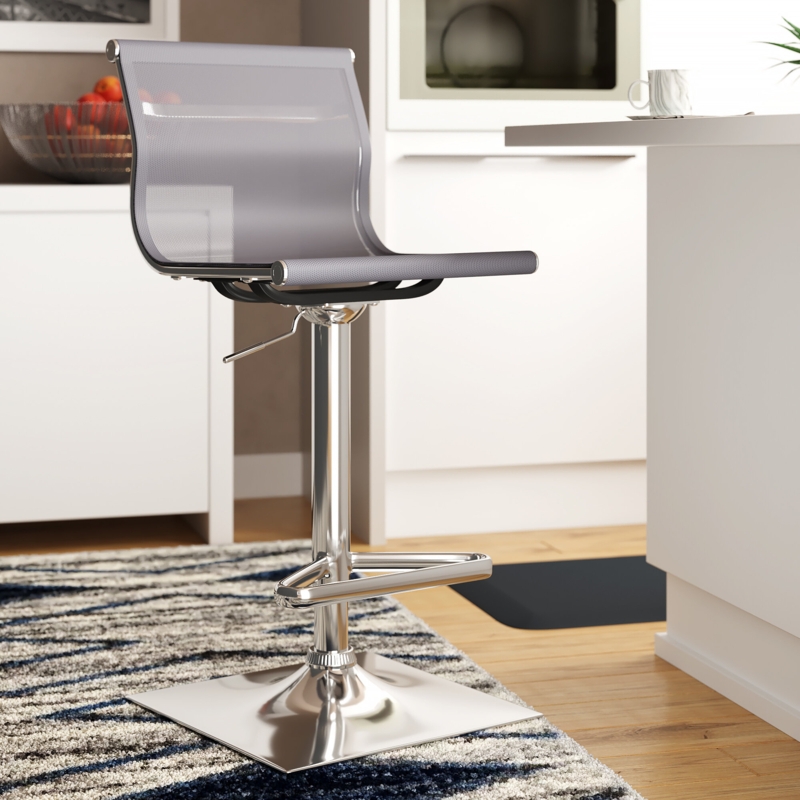 Swivel Bar Stool with Chrome Base and Mesh Seat