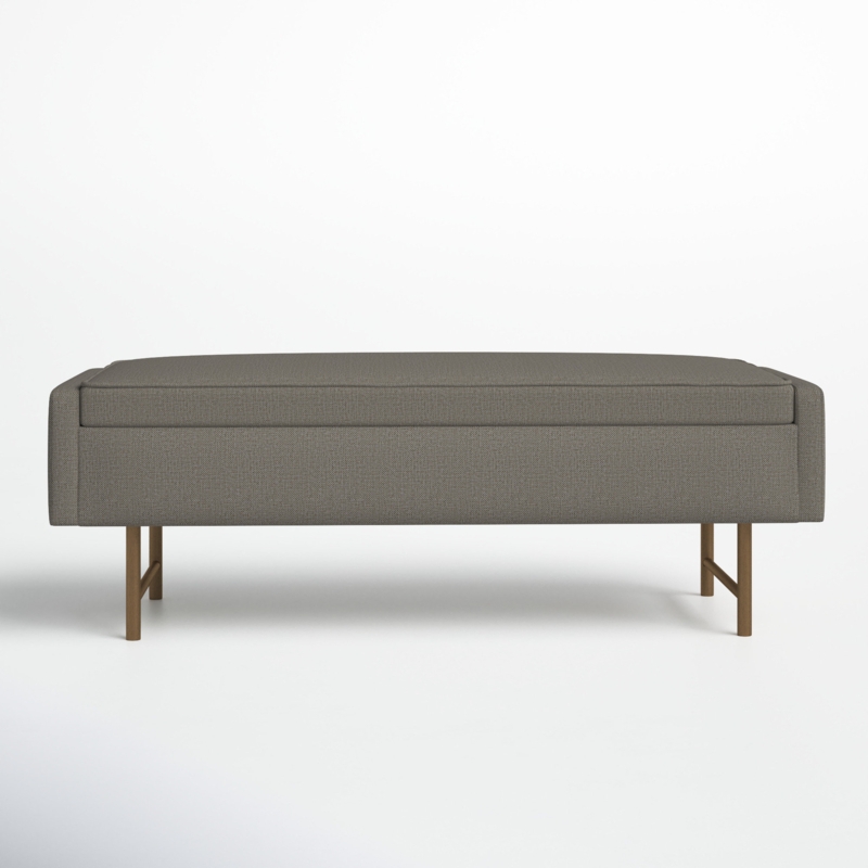 Upholstered Bench with Gold Metal Legs