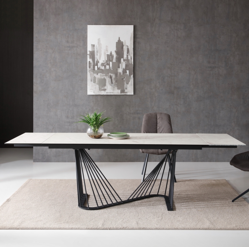 Extendable Glass and Ceramic Dining Table