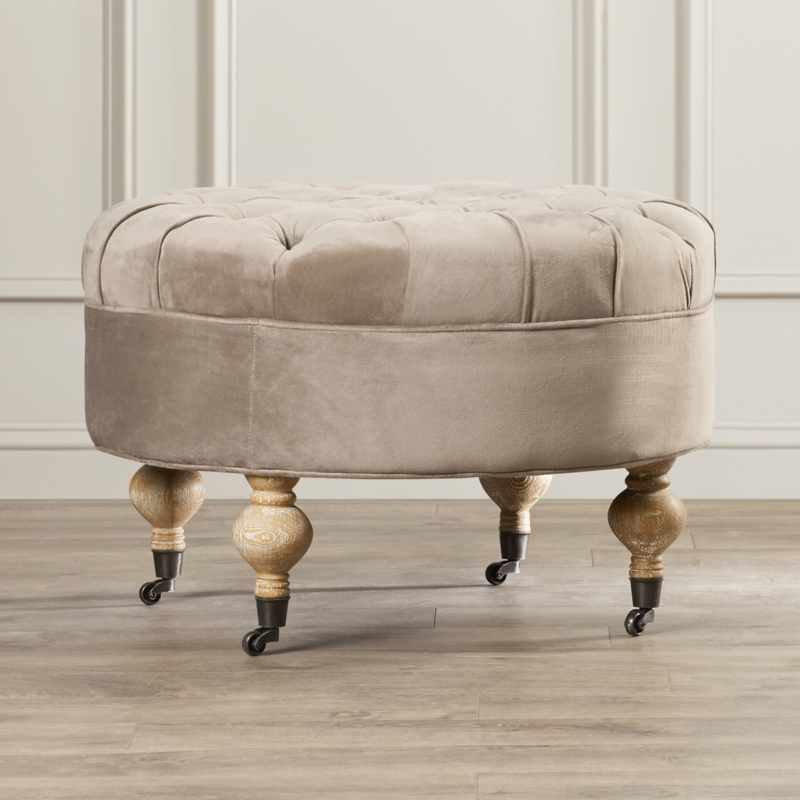 Velvet Cocktail Ottoman with Casters