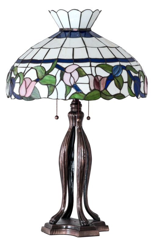 Colorful Roses Stained Glass Crowned Shade