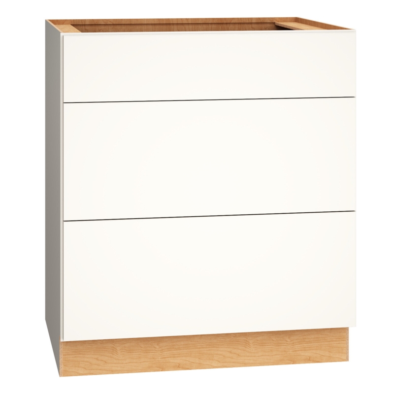 Slab-Front Base Cabinet with Three Drawers
