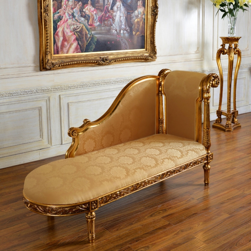 Antique Gold Floral Chaise Lounge