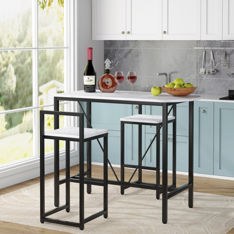 Counter-Height Dining Set with Storage Rack