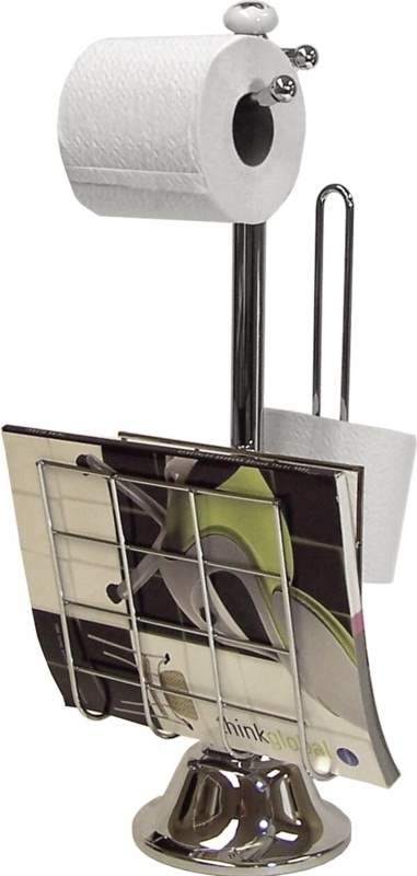 Round Base Freestanding Toilet Paper Holder with Magazine Rack