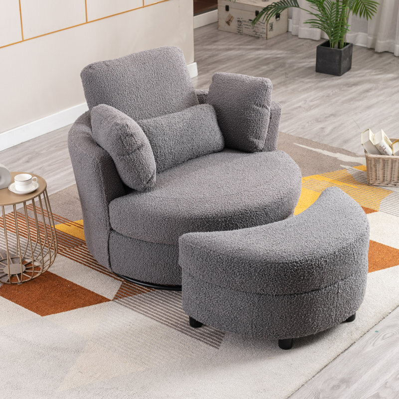 Round Large Comfy Chair with Ottoman