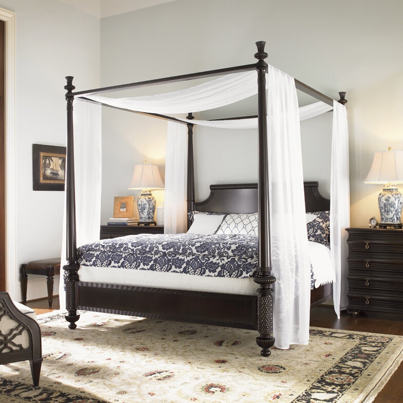 British-Inspired Canopy Bed with Removable Frame