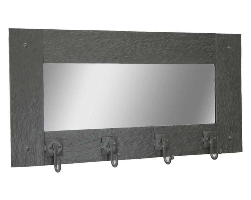 Hammered Texture Wall Mirror Coat Rack