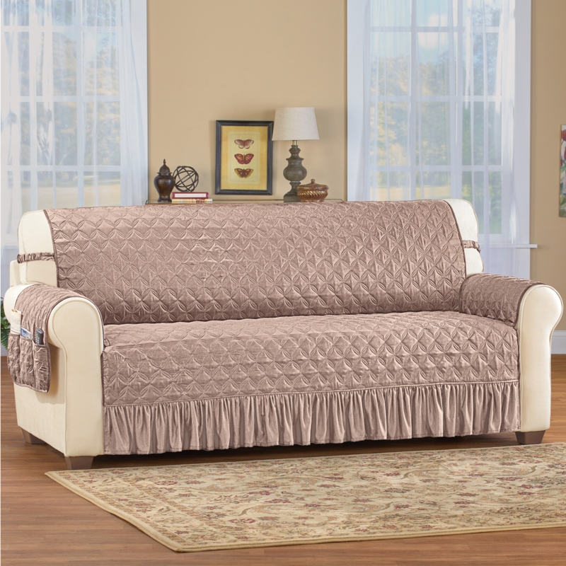 Quilted Lattice Furniture Protector with Ruffle Hem