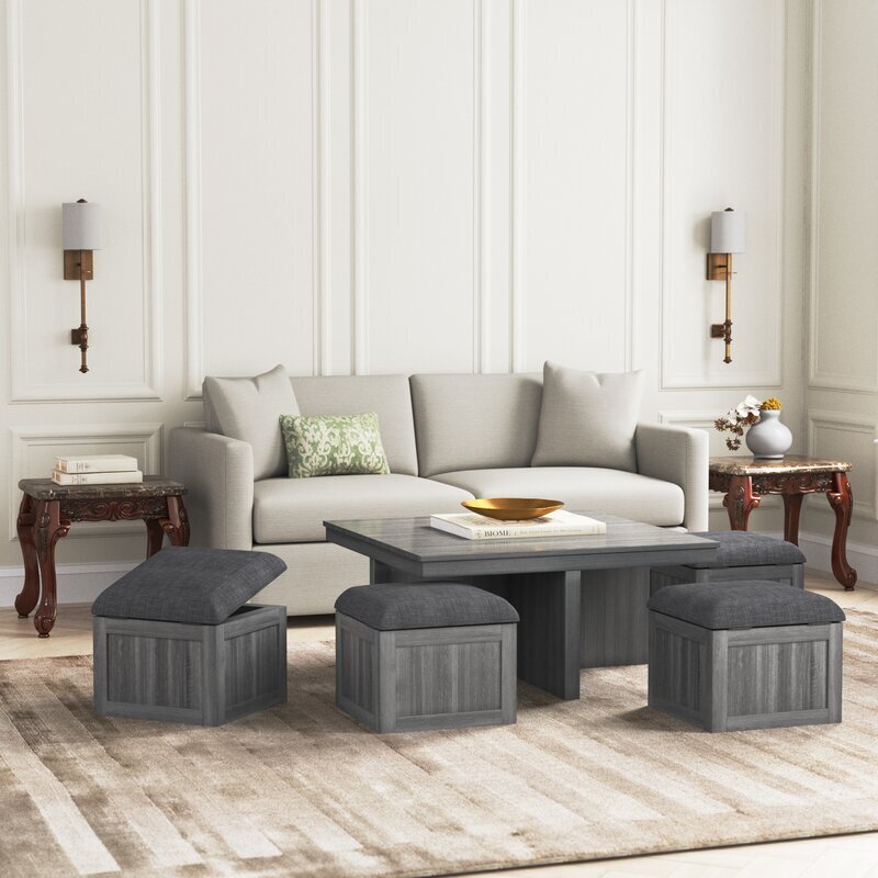 Rustic Farmhouse Lift Top Coffee Table with Chairs