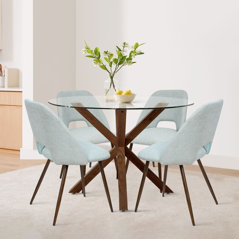 Rustic modern glass dining table set for 4