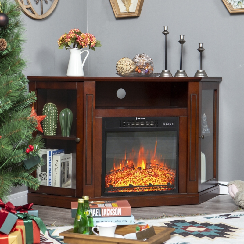 Multi-function Corner TV Stand with Fireplace