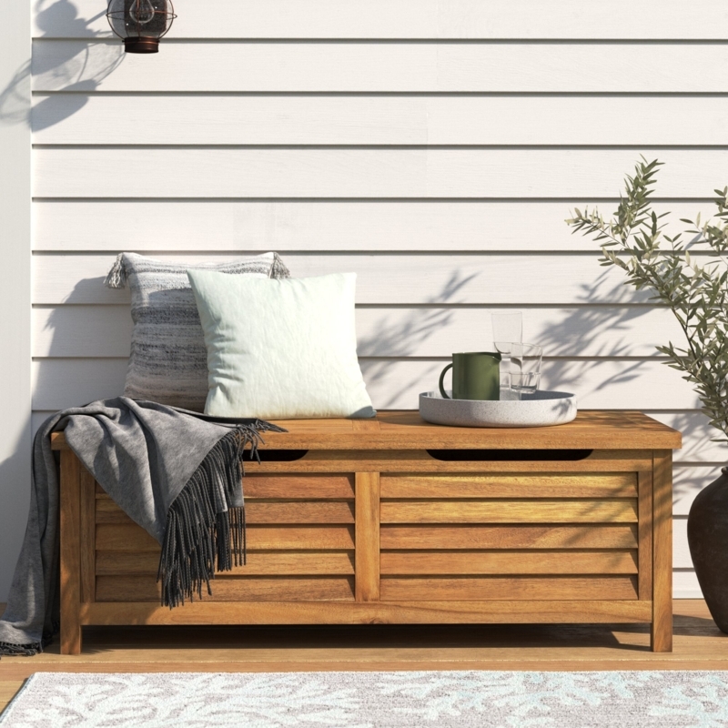 Outdoor Acacia Wood Deck Box with Storage