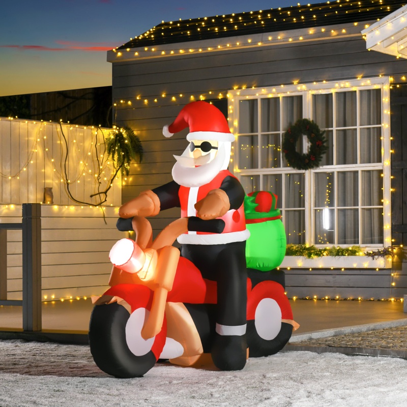 Inflatable Santa Claus Motorcycle Display