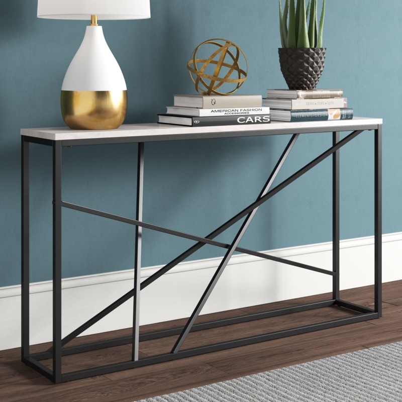 Geometric Faux Marble Console Table