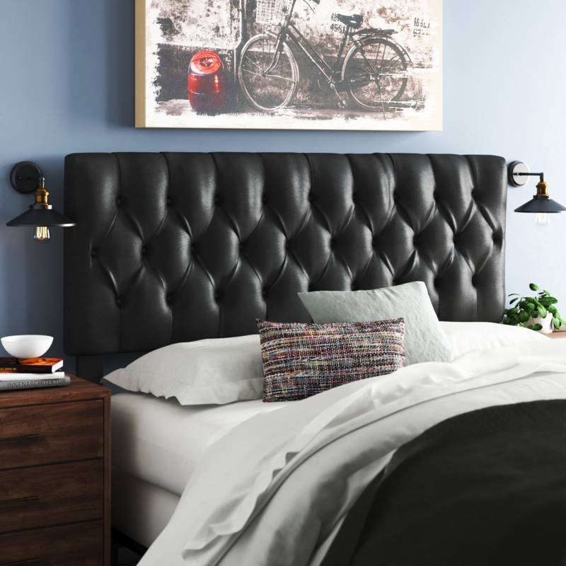 Bonded Leather Button-Tufted Headboard