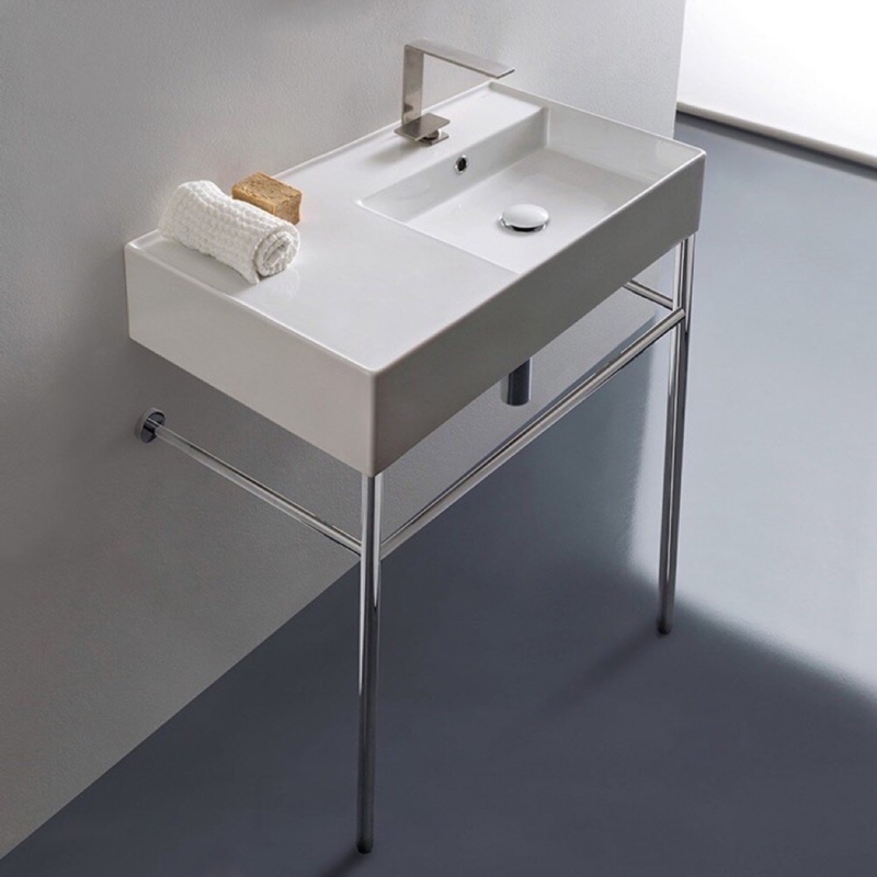 Contemporary Bathroom Console Set with Ceramic Sink