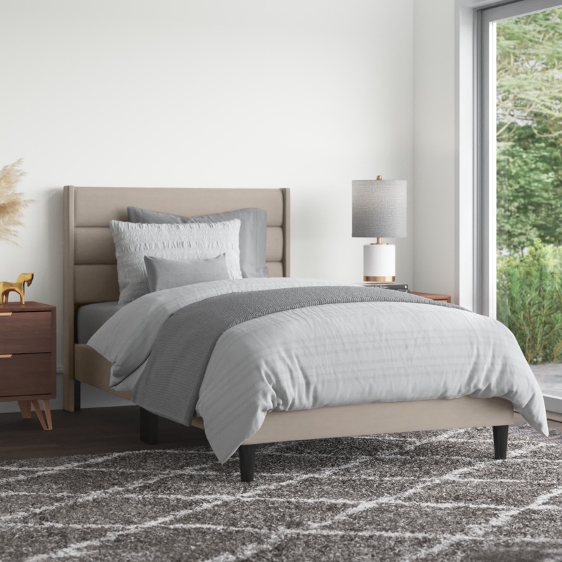 Timeless Upholstered Bed with Supportive Slat Roll